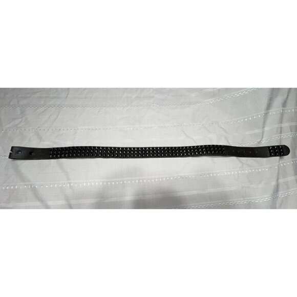 Classic Rocker Triple Pyramid Studded Black Leather Belt Size 34" Unisex Punk - Picture 2 of 8